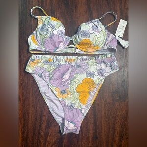 Cupshe Floral Bikini Set in Lavender and Mustard women’s size large